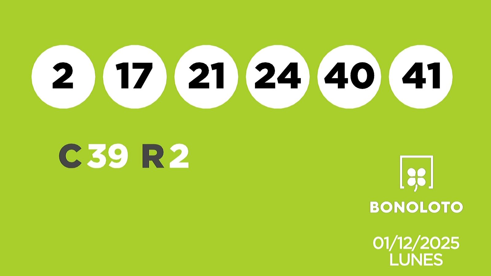 Sorteo de la Lotería Bonoloto del 01/12/2025 - Ver ahora
