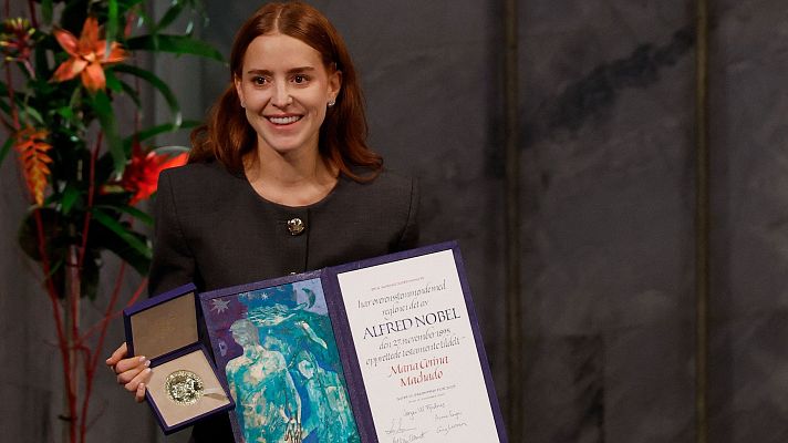 Telediario 1 - La hija de María Corina Machado recibe en su nombre el Nobel de la Paz