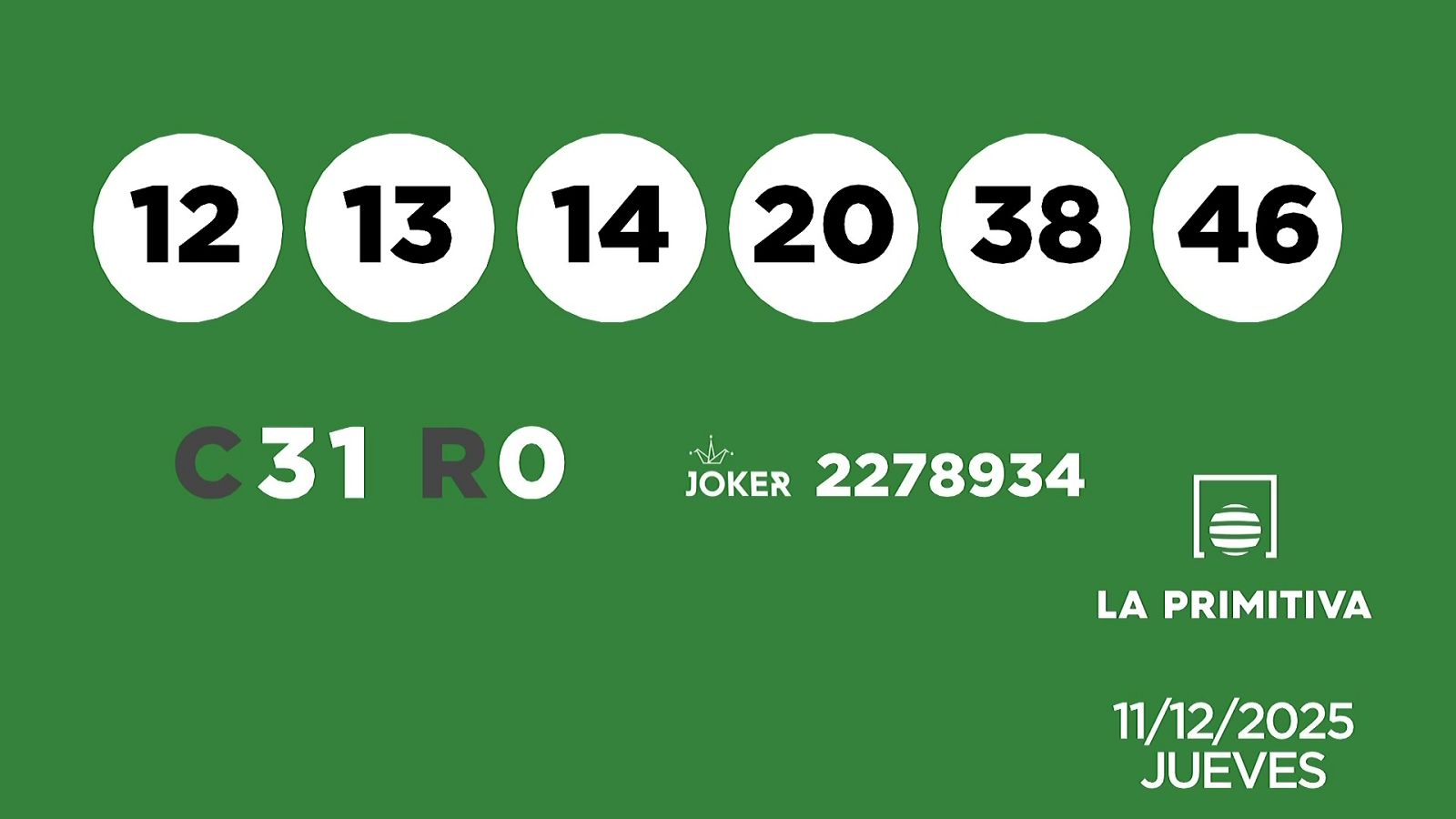 Sorteo de la Lotería Primitiva y Joker del 11/12/2025 - Ver ahora
