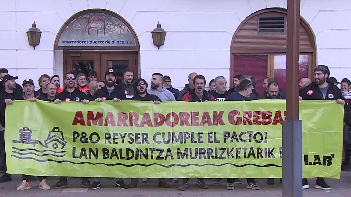 Telenorte - País Vasco - Primera huelga en 35 años de los amarradores del Puerto de Bilbao