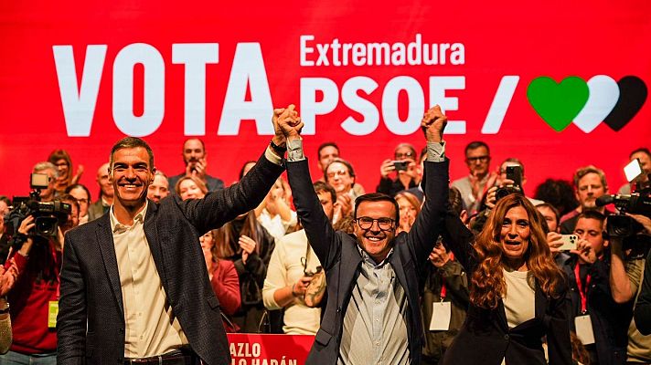 Telediario 2 - Sánchez arropa a Gallardo en el cierre de campaña: "Extremadura no está en venta"