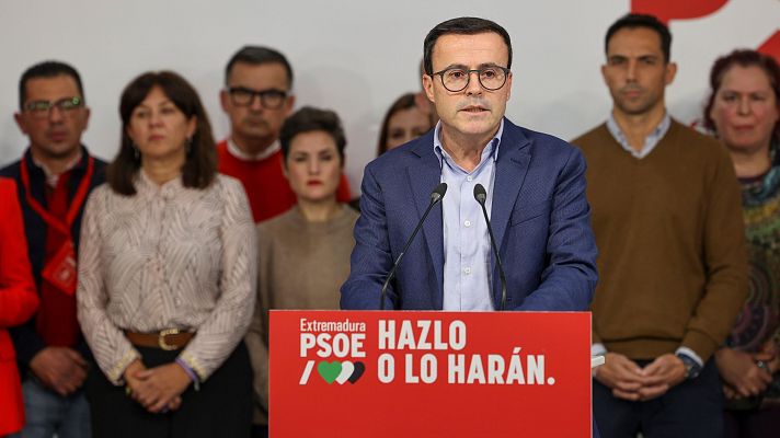 Telediario 2 - Gallardo dimite como líder del PSOE en Extremadura tras el batacazo electoral pero seguirá como diputado