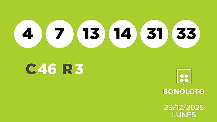 SELAE - Sorteo de la Lotería Bonoloto del 29/12/2025