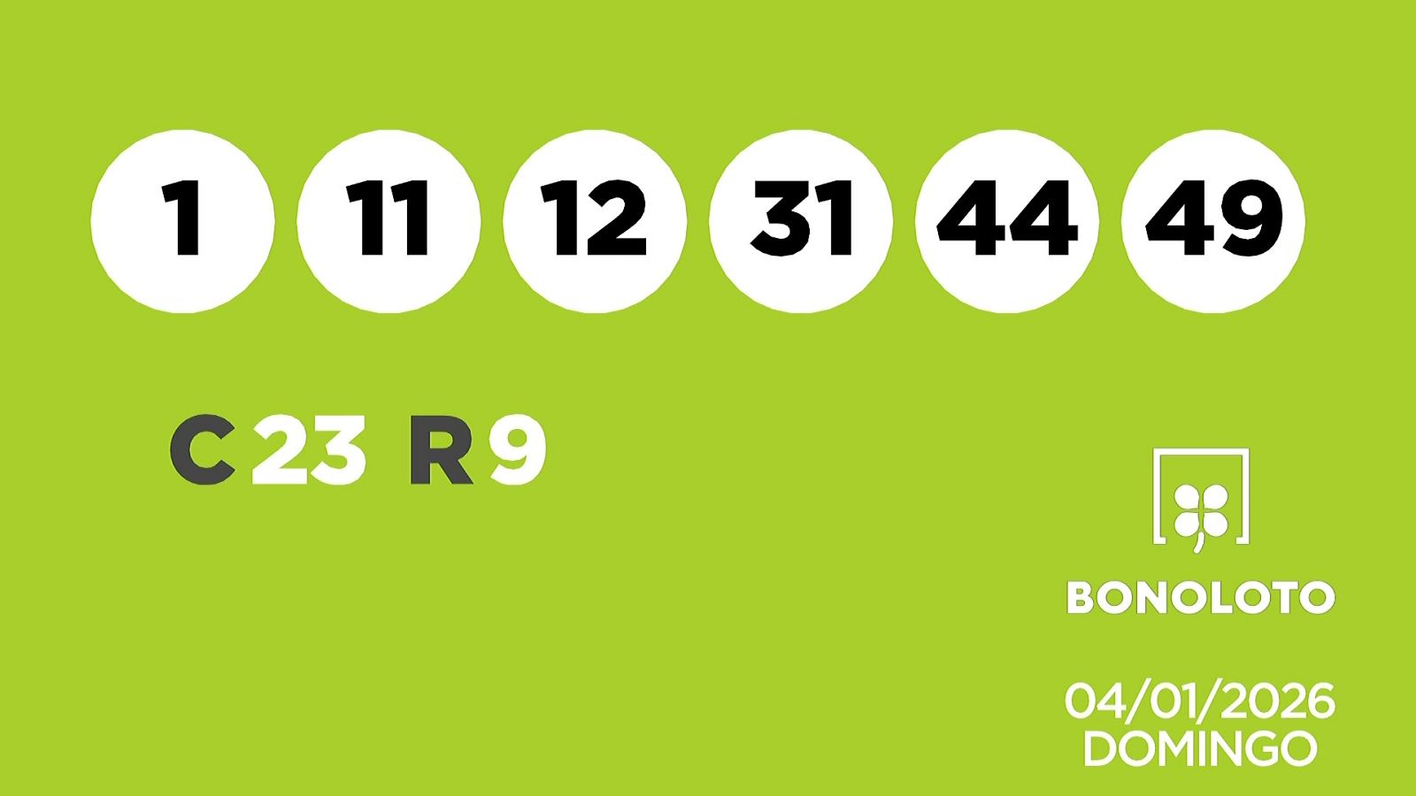 Sorteo de la Lotería Bonoloto del 04/01/2026 - Ver ahora