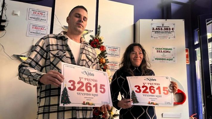 Lotería del Niño - El 32615, tercer premio de la Lotería del Niño 2026