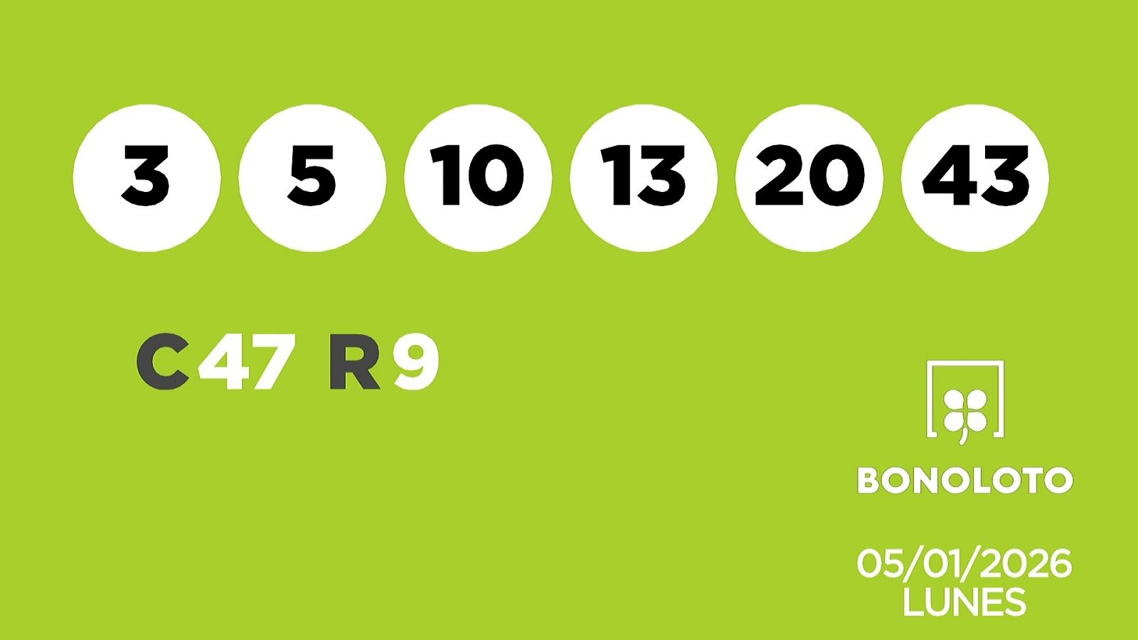 Sorteo de la Lotería Bonoloto del 05/01/2026 - Ver ahora