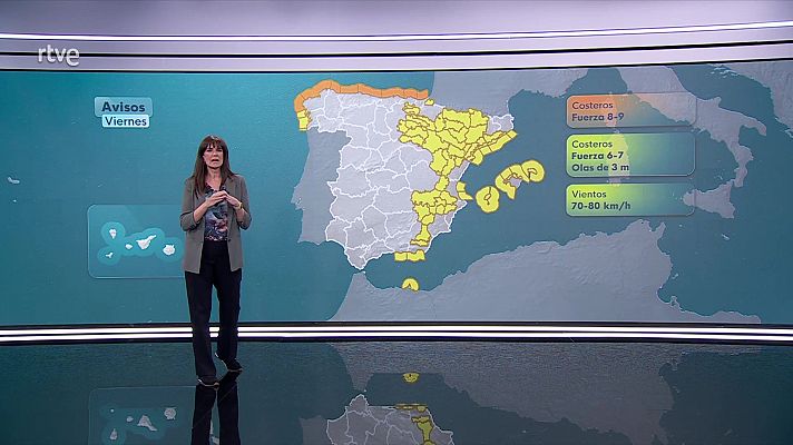 El tiempo - Viento fuerte con rachas muy fuertes en Galicia, Cantábrico, y en el litoral mediterráneo