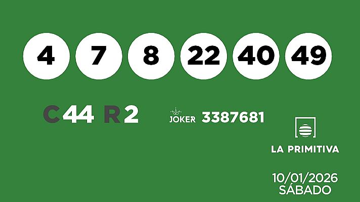 SELAE - Sorteo de la Lotería Primitiva y Joker del 10/01/2026
