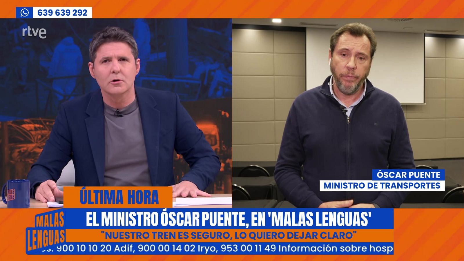 Óscar Puente, Ministro de Transportes, habla en Malas Lenguas sobre la tragedia ferroviaria de Adamuz - Malas lenguas | Ver