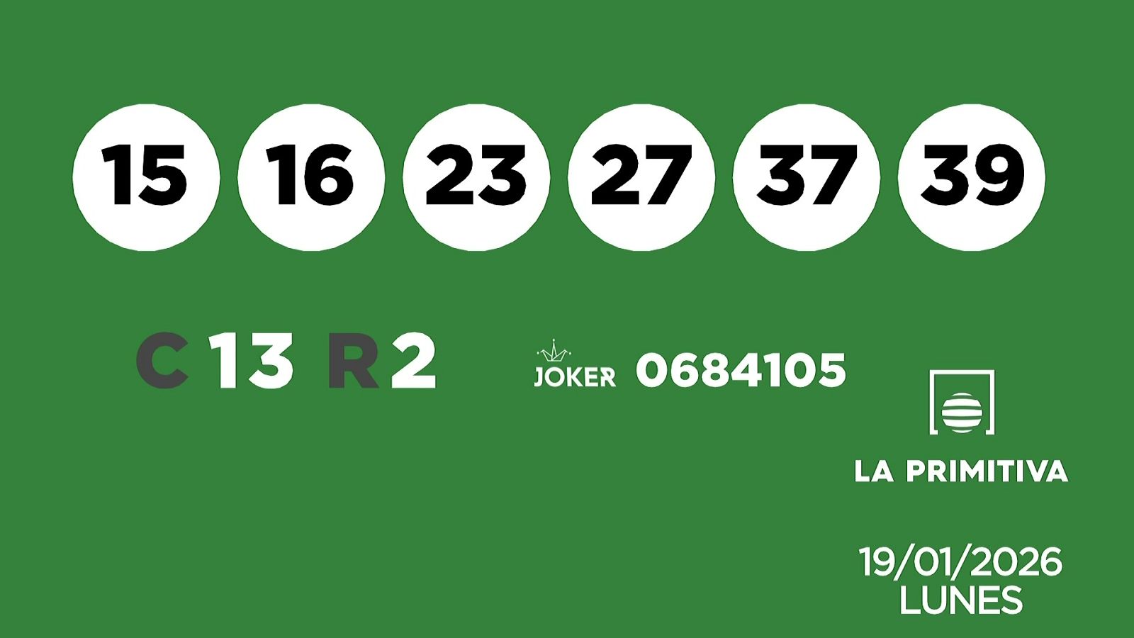 Sorteo de la Lotería Primitiva y Joker del 19/01/2026 - Ver ahora