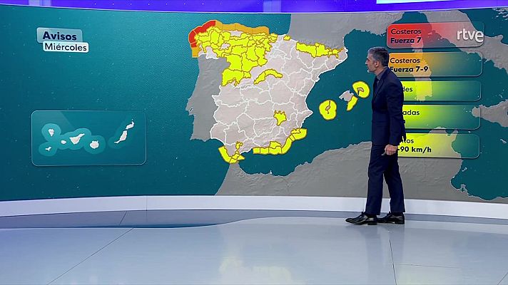 El tiempo - Precipitaciones en el oeste de Galicia y zonas de Cádiz