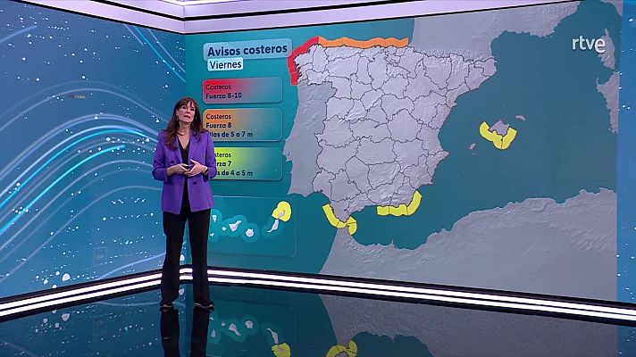 El tiempo - Rachas muy fuertes de viento en Galicia, área cantábrica, Estrecho, Alborán, Baleares y l tercio este peninsular