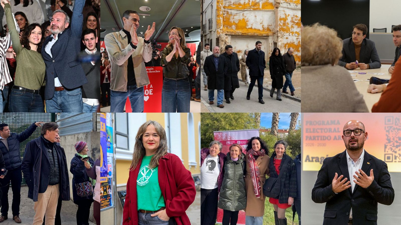 Sánchez y Ayuso marcan el primer domingo de campaña Aragón acompañando a Alegría y Azcón | Ver