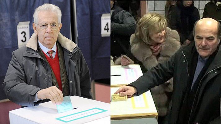 Monti y Bersani votan en la primera jornada italiana