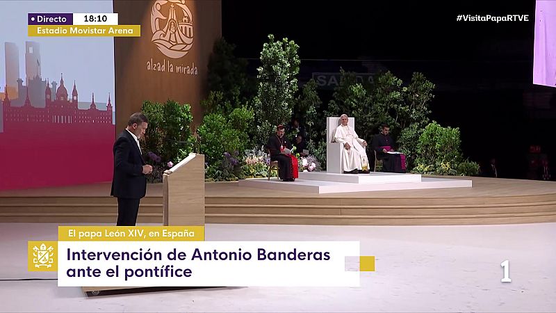 Discurso íntegro de Antonio Banderas ante el papa León XIV - RTVE Noticias Vídeo | Ver
