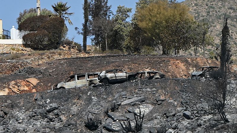 El fuego de Los Gallardos arrasa coches  y edificaciones | Ver