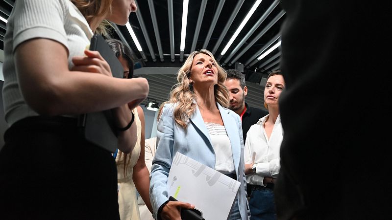 La vicepresidenta segunda y ministra de Trabajo y Economía Social, Yolanda Díaz, durante una rueda de prensa posterior al Consejo de Ministros, en el Palacio de la Moncloa
