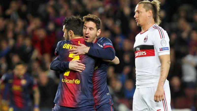 Lionel Messi ha adelantado al FC Barcelona ante el Milan en el minuto 4 de juego, con un tiro a la escuadra colocado. 