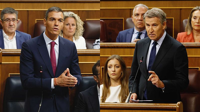 Pedro Sánchez y Alberto Núñez Feijóo, este miércoles en la sesión de control al Gobierno en el Congreso