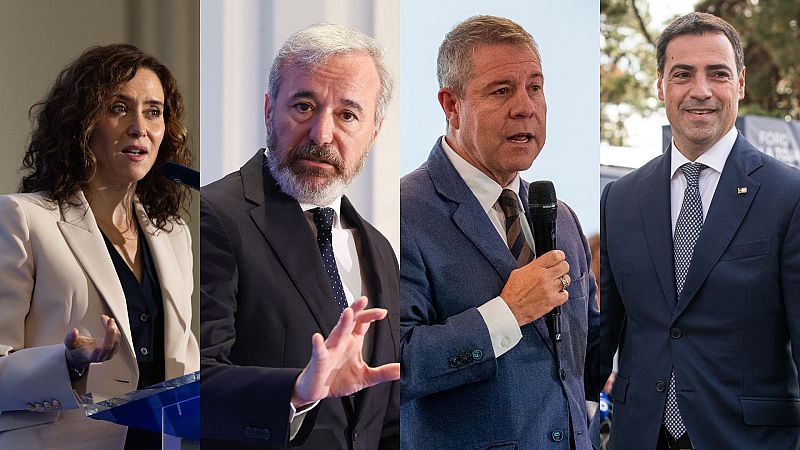 Isabel Díaz Ayuso, Jorge Azcón, Emiliano García Page e Imanol Pradales