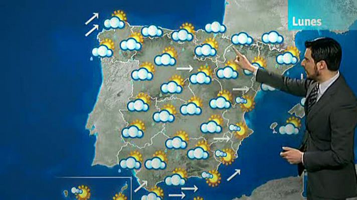 Precipitaciones en el oeste peninsular y nubosidad en Galicia