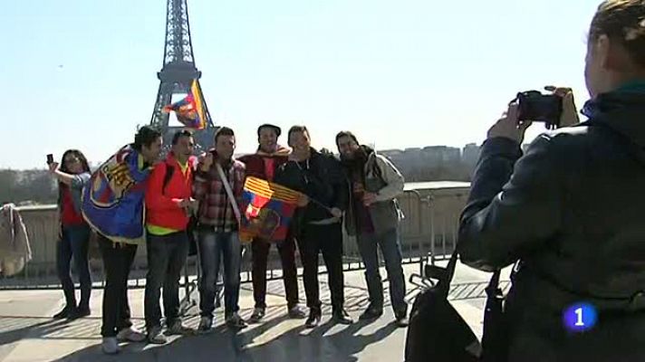 Telediario 1 - Los aficionados culés viajan para arropar al equipo en París