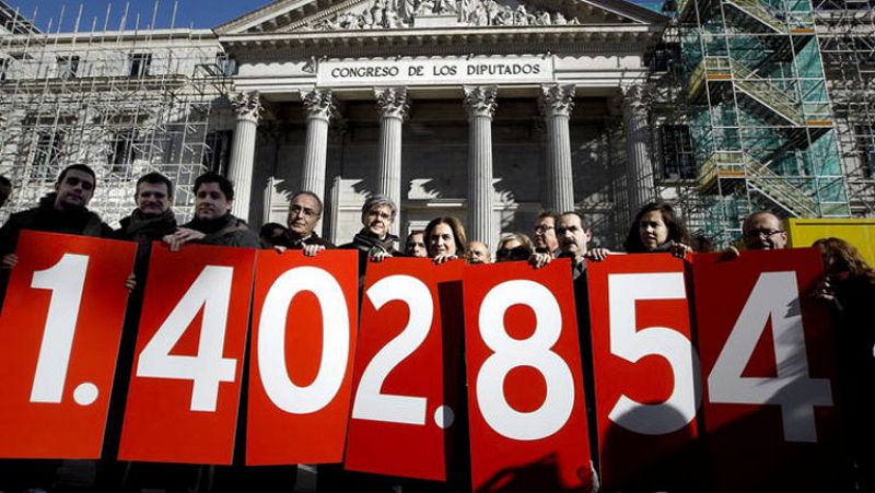 La Plataforma de Afectados por la Hipoteca se concentra frente al congreso