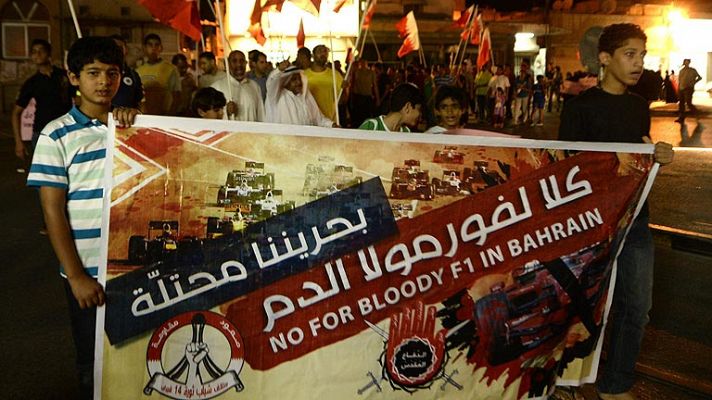 Telediario 1 - Protestas contra la Fórmula1 en Baréin