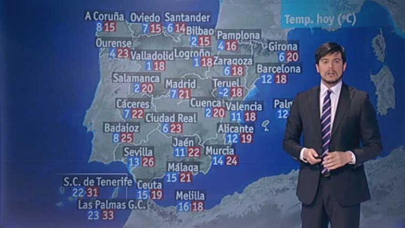 Descenso de las temperaturas diurnas en la mayor parte del país