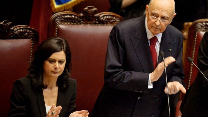 Telediario 1 - Giorgio Napolitano jura su cargo como presidente de Italia
