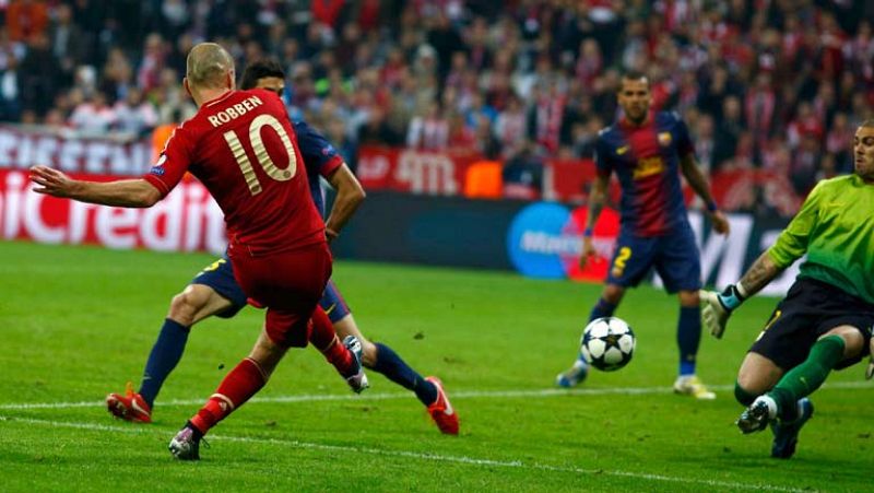 El jugador del Bayern Robben ha marcado el 3-0 del Bayern de Múnich ante el Barcelona en el minuto 73 de juego.