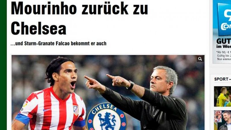 'Bild' sitúa a Mourinho en el Chelsea con Falcao