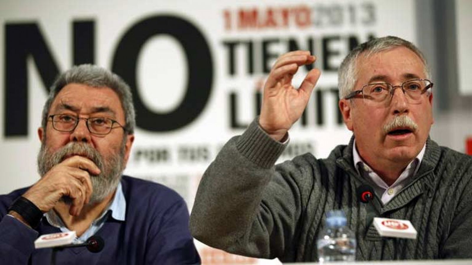 Los secretarios generales de la Unión general de Trabajadores (UGT) y de Comisiones Obreras (CCOO), Cándido Méndez e Ignacio Fernández Toxo, respectivamente, mostraron este lunes su respaldo a la candidatura de Madrid 2020, por el impacto positivo qu