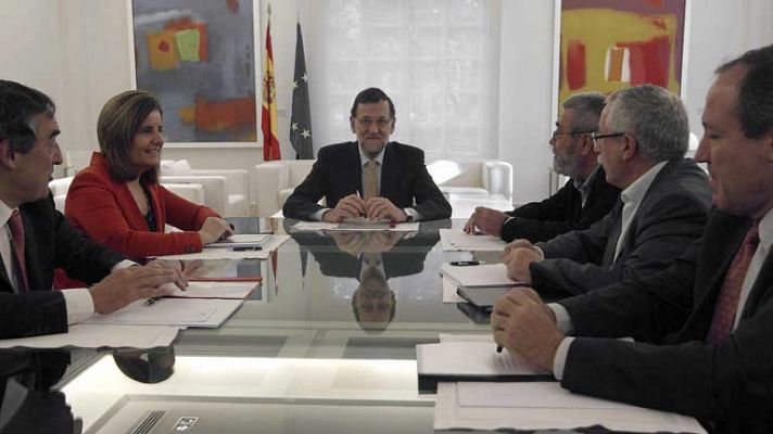 UGT, CCOO y Rajoy en la Moncloa