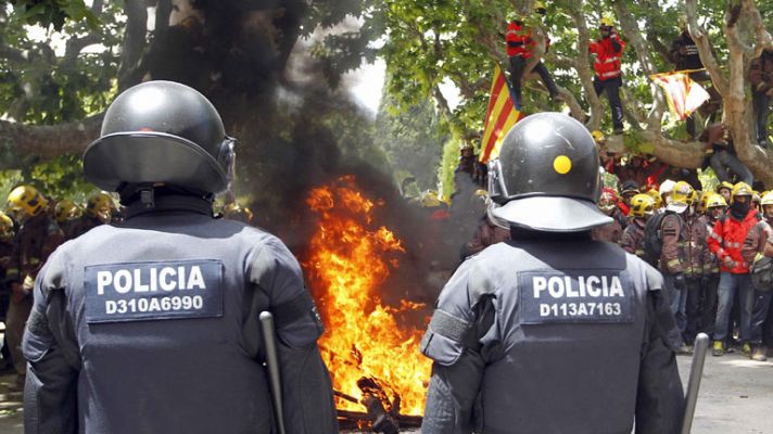 Protesta de bomberos en Cataluña