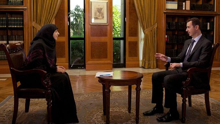 Telediario 1 - Entrevista a Asad en televisión