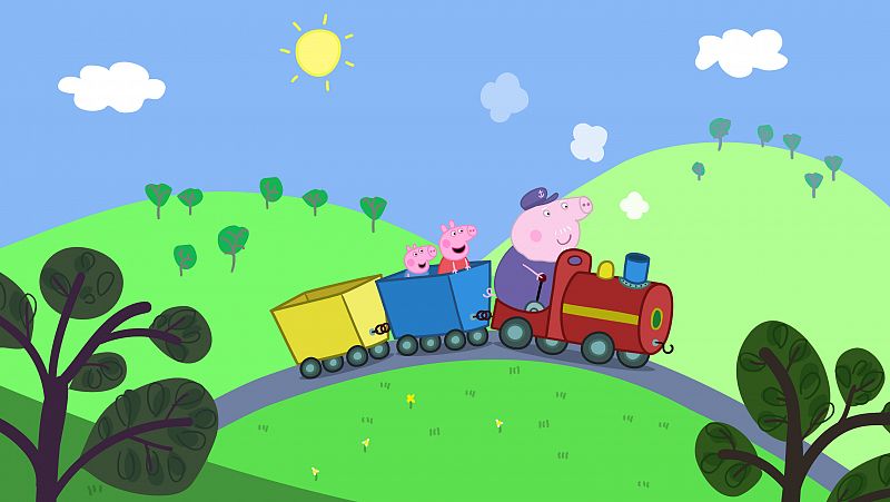 El tren del abuelo pig al rescate