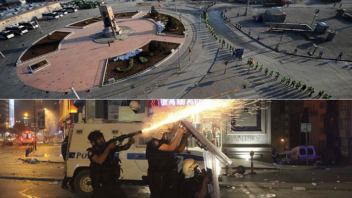 La plaza Taksim amanece vacía y cercada tras un violento desalojo