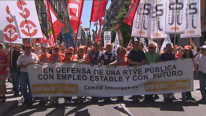 Telediario 1 - Marcha de trabajadores de RTVE