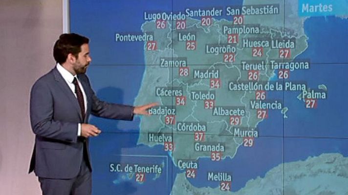 Por encima de los 30 grados en la mitad sur peninsular