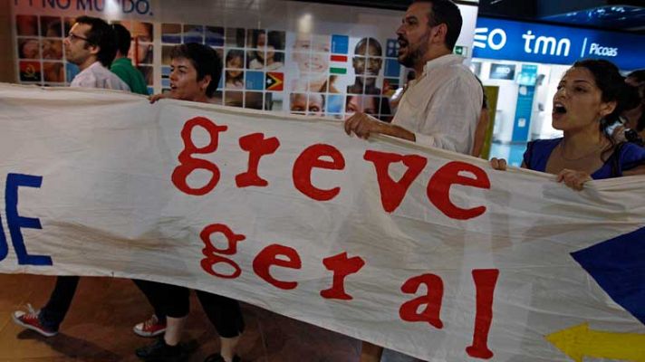 Telediario 1 - Repercusión huelga en Portugal