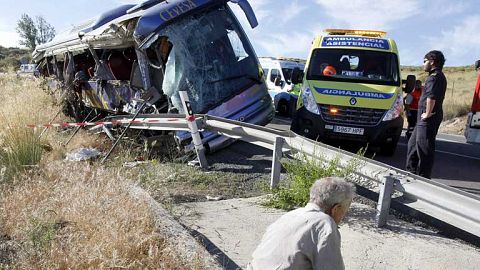 Accidente de un autobús en Ávila