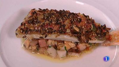 Salmonete con semillas