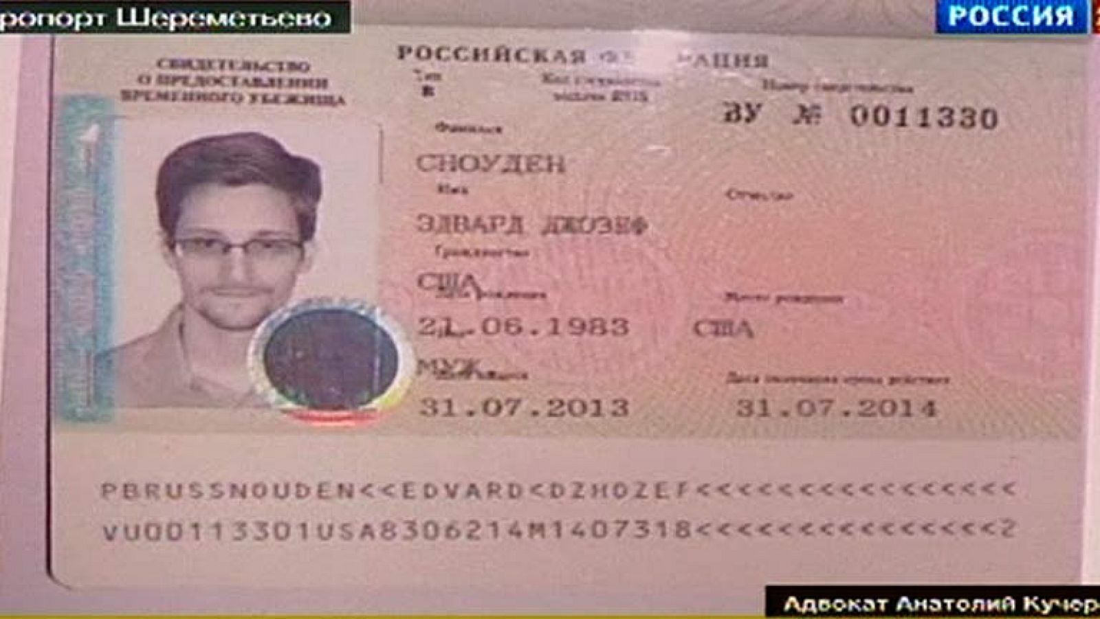 Telediario 1: Snowden recibe el asilo de Rusia  | RTVE Play
