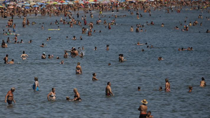 Telediario 1 - Vuelven los bañistas a la playa de la Malvarrosa en Valencia