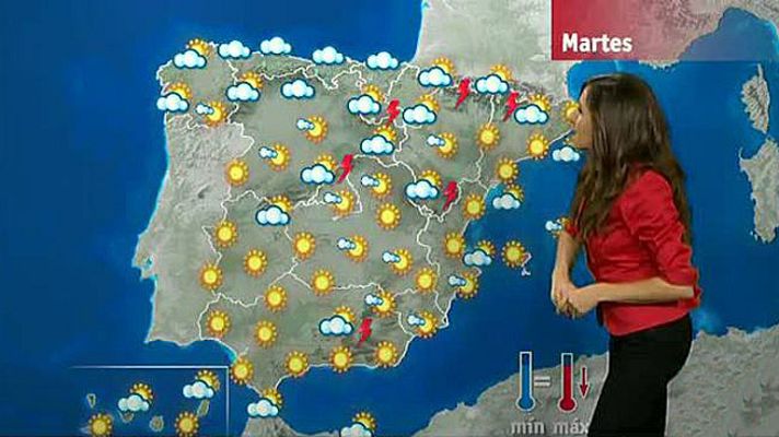 El tiempo - Tormentas localmente fuertes en Navarra, norte de Aragón y en el Pirineo