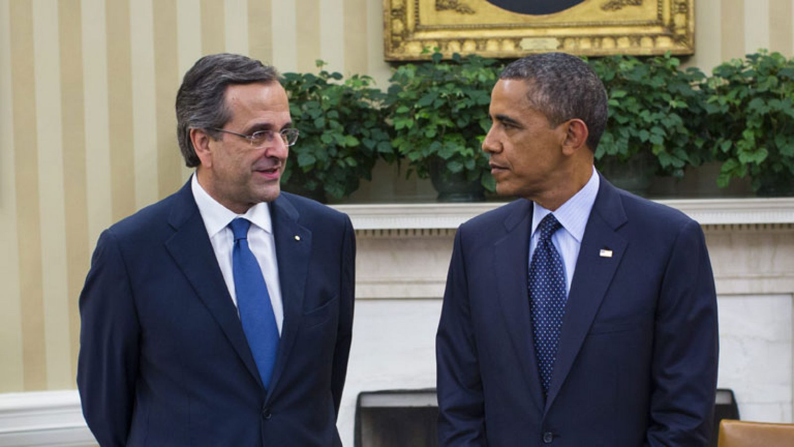 Sin programa: Obama destaca la importancia de impulsar el crecimiento en Grecia y reafirma su apoyo al primer ministro griego, Andonis Samarás | RTVE Play