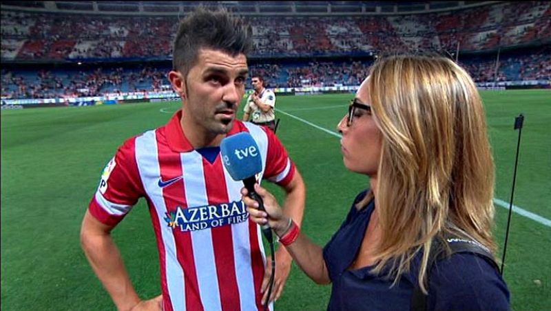 David Villa se ha estrenado como goleador en partido oficial con el Atlético de Madrid ante su exequipo. Su gol abrió el marcador del choque.