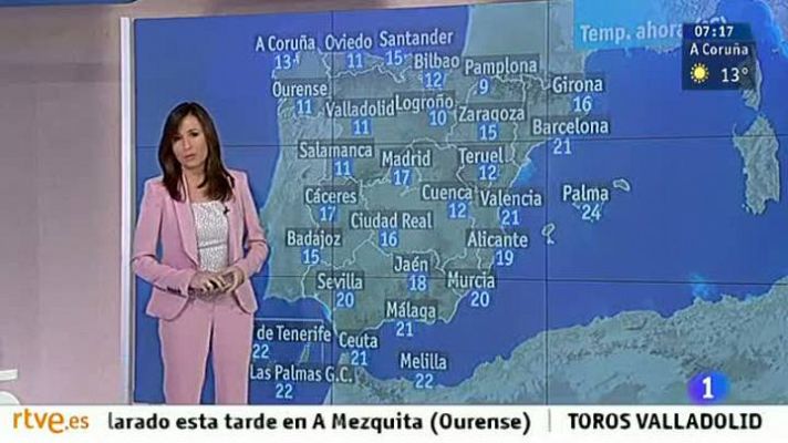 El tiempo - Ligero ascenso de las temperaturas en el noreste y tormentas en el sudeste