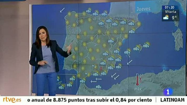 El tiempo - Intervalos nubosos en el sureste peninsular y temperaturas sin cambios